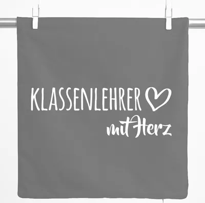 Produktbild von Huuraa Kissenbezug Klassenlehrer mit Herz 40x40cm Steel Grey Baumwolle Dekokissenbezug Geschenkidee