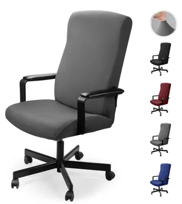 Immagine prodotto di Omgoods - Copertura elastica e lavabile per sedie, adatta per sedie da ufficio (grigia)