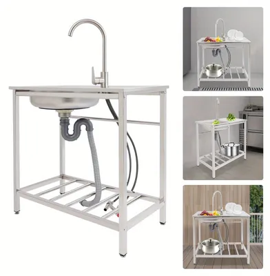 Immagine prodotto di Lavello da cucina - Lavello - Vasca - Lavabo - Lavello singolo - Acciaio inossidabile - Autoportante con piano di lavoro