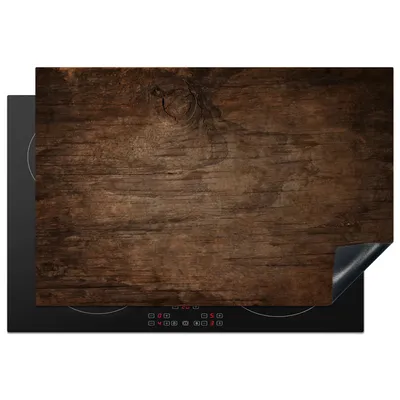 Obrázek produktu pro KitchenYeah® Kryt na sporák vzhled dřeva - hnědý - průmyslový, 76x51cm, dekorace do kuchyně, keramický kryt na sporák, krycí deska na varnou desku