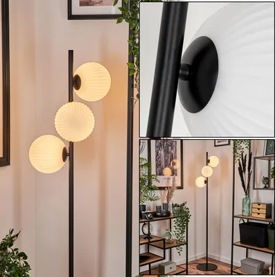 Produktbild von Garaguso Stehlampe aus Metall/Riffelglas in Schwarz/Weiß