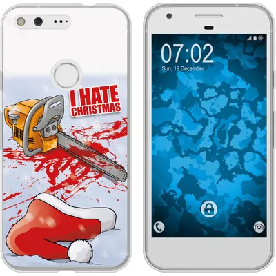 Produktbild von PhoneNatic Case kompatibel mit Google Pixel XL Silikon-Hülle X Mas Weihnachten Hate X-Mas M8