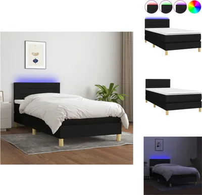 Produktbild von vidaXL Boxspringbett mit Matratze & LED Schwarz 90x190 cm Stoff -  Betten & Bettgestelle