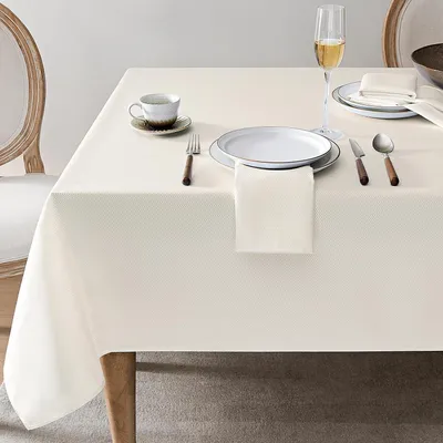 Produktbild von Outdoortischdecke groß 320 x 140 cm abwaschbar rechteckig beige Jacquard Fleckschutz