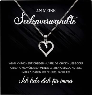 Produktbild von 22Feels Seelenverwandte Ich Liebe Dich Frauen Geschenk Ehefrau Freundin Herz Halskette Valentinstag Hochzeitstag Jahrestag (Damen Silber 925/000 Schmuck)