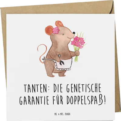 Produktbild von Mr. & Mrs. Panda doppelkarte Tanten Doppelspaß - Weiß - Geschenk, Freude, Spiel, Klappkarte, Spaß, faltkarte, einzigartige Designs, Nichte, Verwandtschaft, Neffe