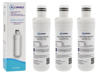 Produktbild von AllSpares Wasserfilter (3x) für Kühlschrank geeignet für LG LT1000P /