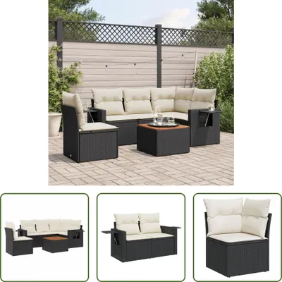 Produktbild von The Living Store 6-tlg. Garten-Sofagarnitur mit Kissen Schwarz Poly Rattan