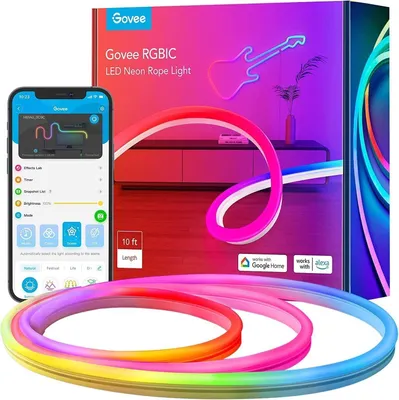 Produktbild von Govee LED Stripe Neon LED Strip 3m, RGBIC Neon LED Streifen mit App-Steuerung DIY Shape, Lichterkette Gamingzimmer, Kinderzimmer, Zocker Gaming