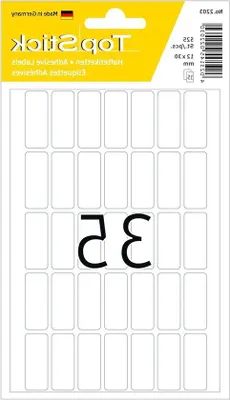 Image de Mini-étiquettes autocollantes pour la maison et le bureau - Papier autocollant - Mat - 12 x 30 mm - Blanc