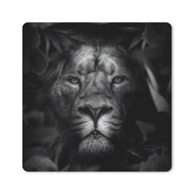 Produktbild von MuchoWow® Mauspad Mousepad Tiere - Löwe - Dschungel - Schwarz - Weiß 30x30 cm - Mousepads - Maus Mat - Pad - Mausunterlage - Gaming