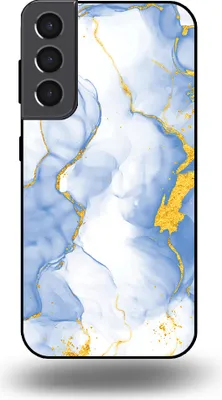 Produktbild von Smartphonica Handyhülle geeignet für Samsung Galaxy S22 Plus mit Hellblau Gold Marmor Print - TPU Backcover Case Hellblau Gold Marmor Design