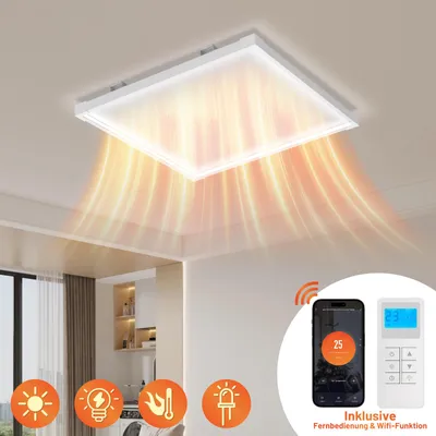 Image de Jayseuw Chauffage infrarouge 360W, Chauffage infrarouge avec contrôle App WiFi, Détection fenêtre ouverte, Chauffage infrarouge avec thermostat, Chauffage infrarouge pour plafond