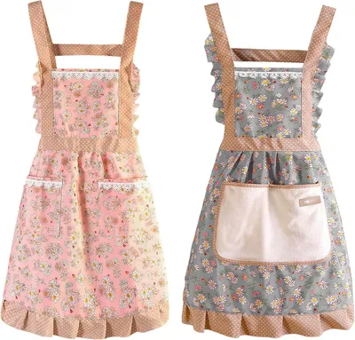 Produktbild von Küchenschürze 2 Stück, Antiverschmutzung, Verstellbar, mit 2 Taschen, für Kochen und Backen