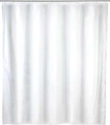 Produktbild von WENKO Dusch Vorhang Badewannen Inkl Ringe Textil 120x200 cm Uni Weiß Bad Dusche
