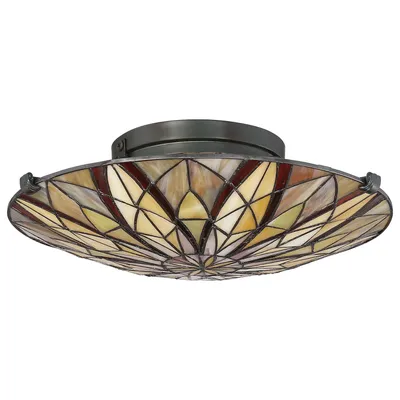 Immagine prodotto di Lampada da soffitto Victory, bronzo scuro, 2xE27x60W, vetro colorato, dimensioni: 15x42,1x42,1 cm, IP20, Quoizel