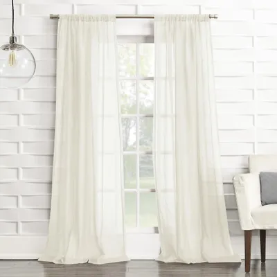 Semi-transparant gordijnpaneel, 127 x 274,3 cm, creme-gebroken wit, linnenlook