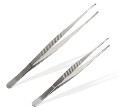 Image de Set de pinces de cuisine - Deux pièces en acier inoxydable - Pour la cuisson, le barbecue et le service - 18 cm et 25 cm