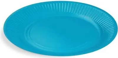 Produktbild von 40x BIONATURE Pappteller PartytellerMix rund Ø23cm fettdicht blau