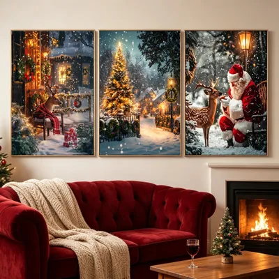 Image de Ensemble de 3 affiches de Noël pour une ambiance festive