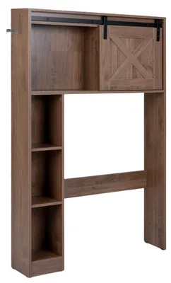 Produktbild von COSTWAY Toilettenschrank mit Schiebetür, Toilettenregal Holz, Badezimmerregal Badezimmerorganisator freistehend, Waschmaschinenregal (Braun)