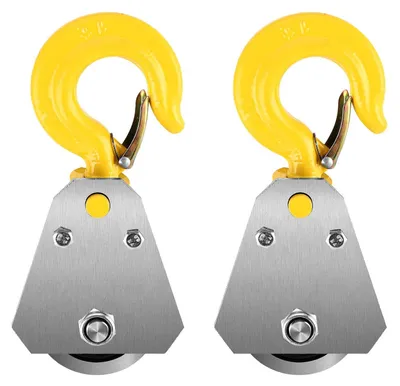 Imagen del producto de 2 poleas con gancho – Capacidad de 1 tonelada para cuerda de 10 mm