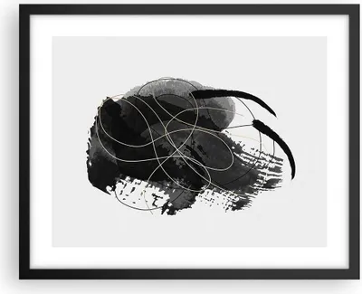 Produktbild von Gerahmtes Poster - Schwarzer Rahmen - Abstraktion Schwarz Flecken - 50x40 cm - Wand Bild - Wanddeko - Wandbilder - Kunstposter - Wandposter - Bilderrahmen - Bilder - Kunstdruck - P2BAA50x40-4368