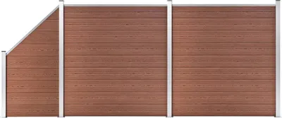 Zdjęcie produktu dla Maison Exclusive – zestaw ogrodzeniowy z WPC: 2 elementy kwadratowe + 1 element skośny, 446 x 186 cm, brązowy