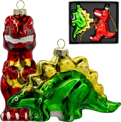Produktbild von Glas-Formkugeln – Dinosaurier mit Mica-Effekt, Weihnachtsdeko