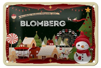 Produktbild von Blechschild Weihnachten Grüße BLOMBERG Geschenk Dekoration  18x12cm