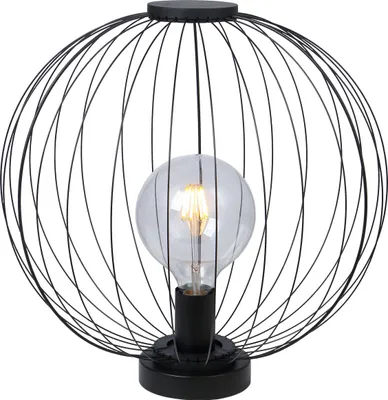 Produktbild von Globo Lighting Tischleuchte Metall schwarz matt, Metall schwarz, Wippschalter am Kabel, ø: 400mm, H: 375mm, Kabellänge 1500mm, exkl. 1x E27 40W 230V