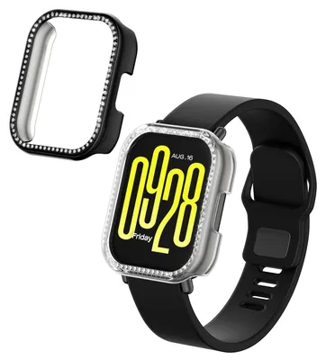 Produktbild von kwmobile 2x Kunststoff Hülle kompatibel mit Xiaomi Redmi Watch 5 Active Schutzhülle Schutzrahmen - Glitzer Schutz Zubehör in Transparent Schwarz