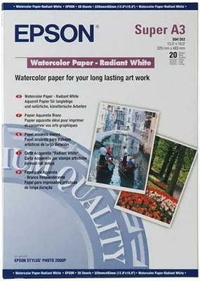 Produktbild von Epson Watercolor Paper white A 3+, 20 Blatt, 190 g   S 041352
