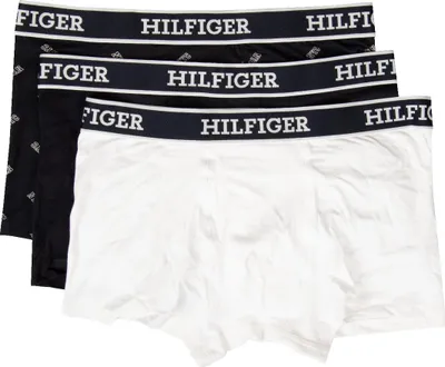 Obrázek produktu pro Pánské boxerky TH TOMMY HILFIGER, balení po 3 kusech, viditelný elastický pas, bavlněné spodní prádlo, č. výrobku UM0UM03284, velikost M – obvod pasu 86–91 cm / 34–36 palců, 95 % bavlna, 5 % Elastan