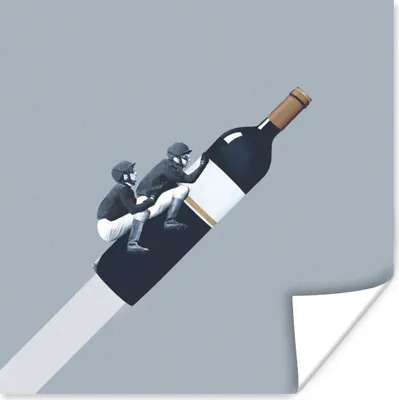 Produktbild von MuchoWow® Poster Flasche - Männer - Vintage 75x75 cm - Wand Dekoration