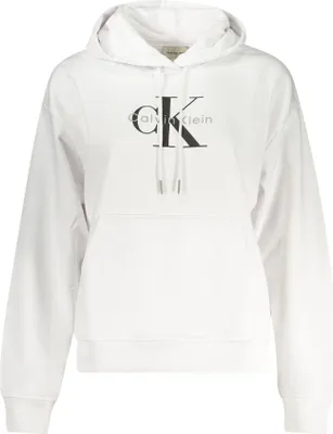 Produktbild von Damen Langarm Hoodie Weiß mit Logo & Kängurutasche - Bequem & Stilvoll