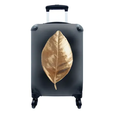 Produktbild von MuchoWow® Koffer Handgepäck Trolley Rollkoffer Kleine Reisekoffer mit 4 Rollen - Gold - Blatt - Luxus - Cabin Size < 55x40x23 cm & 55x40x20 cm - Fotokoffer - Kabinenkoffer - Boardgepäck - Reise-Box - Reisekoffer - Reisegepäck - Koffer mit Bild - Trolley für Kinder