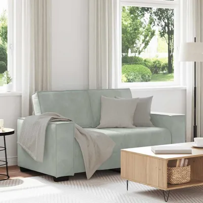 Produktbild von 2-Sitzer-Sofa Hellgrau 120 cm Samt, Schlafsofas DesignMöbel