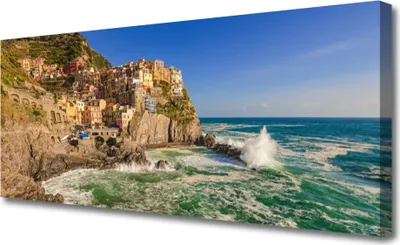 Produktbild von Tulup Leinwand-Bilder 125x50 Wandbild Canvas Kunstdruck Meer Gebirge Landschaft