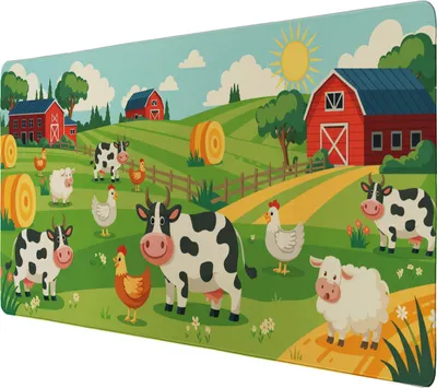 Produktbild von Bauernhof Cartoon Tiere Schreibtischunterlage 69x31cm XXL Mauspad