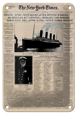 Produktbild von Blechschild Zeitung 12x18cm New York Times Titanic sinks