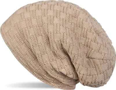 Produktbild von styleBREAKER Feinstrick Longbeanie Mütze mit Flecht Muster und warmem Fleece Innenfutter | Winter Strickmütze Uni elastisch weich bequem warm