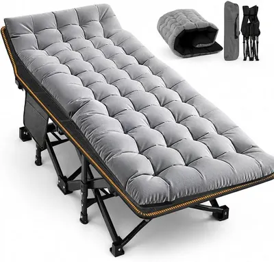 Imagen del producto de Cama plegable de camping de gran tamaño con colchón, cama plegable para invitados