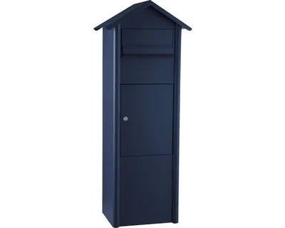 Produktbild von MEFA Paketbriefkasten Stahl pulverbeschichtet BxHxT 340/1100/282 mm Pine 485 Stahlblau RAL 5011 Struktur Entnahme vorne