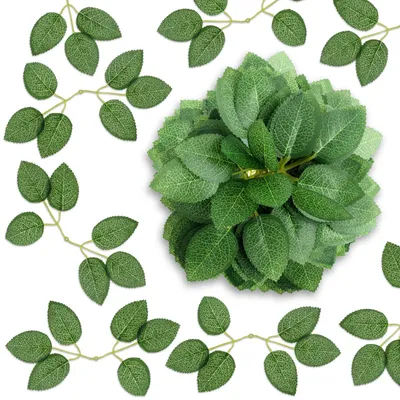 Produktbild von 50 künstliche Blätterdekorationen, künstliche grüne Blätter, künstliche Bastelblätter, Rosenblätter, künstliche Blätter für Heimdekoration, Partys, Hochzeiten, Gartendekoration, Brautsträuße