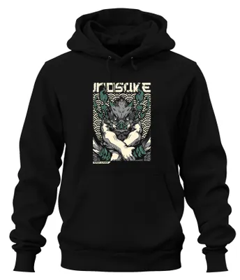 Imagen del producto de Máscara de Inosuke, personaje de "Demon Slayer", estilo anime, regalo, moda urbana japonesa de los años 2000, sudadera con capucha uni, color , talla M