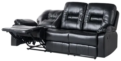 Zdjęcie produktu dla BELIANI Sofa 3-osobowa czarna z funkcją relaks rozkładana salon duży pokój