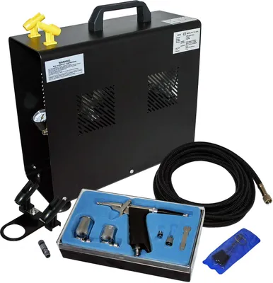 Image de Wiltec Kit Airbrush avec compresseur AS 196A – réservoir 3 L 30-35 l/min – Pistolet aérographe 116, Godets & Accessoires – pour débutants et pros – Aérographie, Tatouage, Nail Art, Peinture