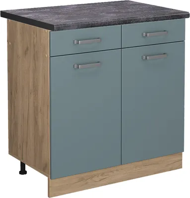 Produktbild von Küchenunterschrank Vicco R-Line Blau-Grau 80 cm , AP Anthrazit, Model 45507