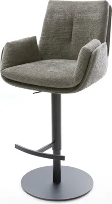 Produktbild von DELIFE Barstuhl Clea-Flex Bouclé Soft Schlamm Drehfuß höhenverstellbar Metall Schwarz
